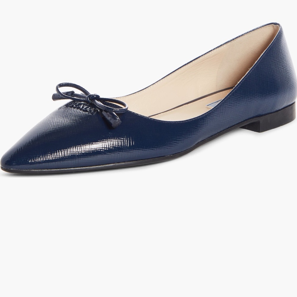 Prada bow logo ballerine leather flats